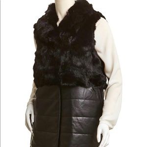 Real Rabbit fur vest with faux leather bottom